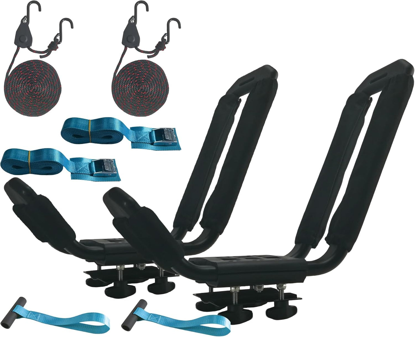 Kayak Roof Rack - Low Noise Elliptical Aluminum, Universal for Cars/SUVs. Holds Kayaks, Canoes, SUPs (100Lb Cap)