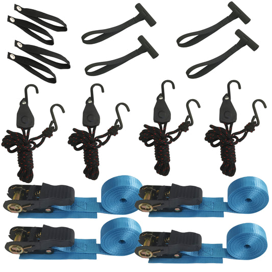 Canoe Ratchet Tie Strap -4 PK -12 FT -1000 LB Breaking Strength - Used for Moving Canoes, skis, Canoes, and paddleboards