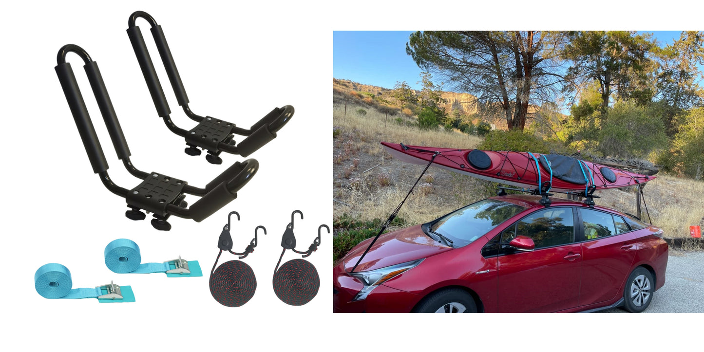 Kayak Roof Rack for SUV Car Top Roof Mount Carrier J Cross Bar Canoe Boat (1 Pairs)