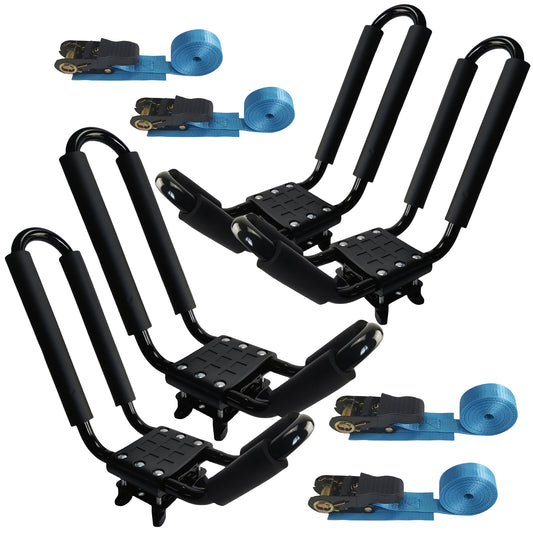2 PAIRS Kayak Roof Rack for Car Top Roof Mount Carrier J Cross Bar Canoe Boat