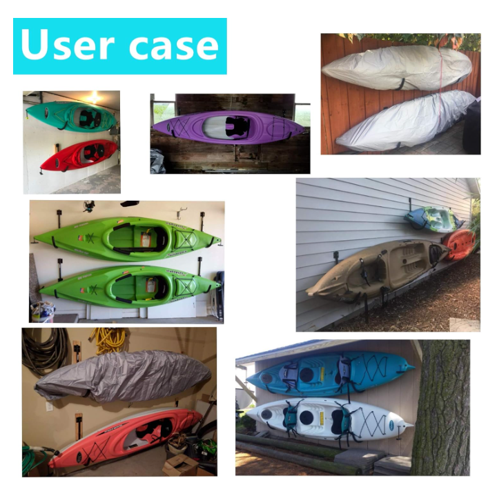 Kayak Wall Rack Canoe Hanging Wall Frame Canoeing Aquaplane Skis Indoor Storage Rack (2 Pairs)