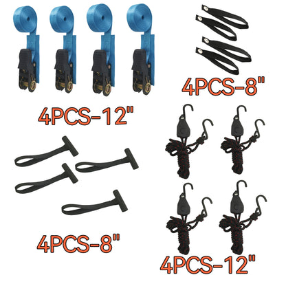 Canoe Ratchet Tie Strap -4 PK -12 FT -1000 LB Breaking Strength - Used for Moving Canoes, skis, Canoes, and paddleboards