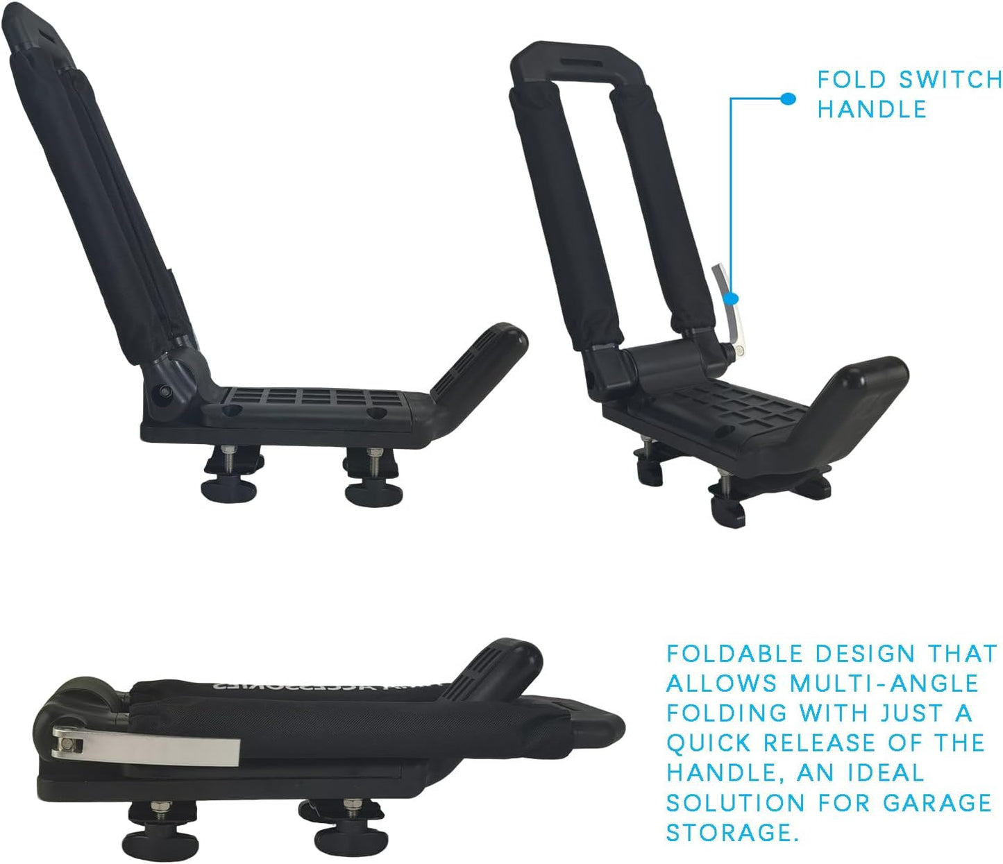 Folding Kayak Roof Rack - Low Profile When Folded, Universal Car SUV Truck Carrier, Elliptical Aluminum Alloy, Tool-Free Locking Hinge for Kayak, Canoe, SUP (Holds 100 lbs)