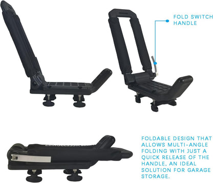 Folding Kayak Roof Rack - Low Profile When Folded, Universal Car SUV Truck Carrier, Elliptical Aluminum Alloy, Tool-Free Locking Hinge for Kayak, Canoe, SUP (Holds 100 lbs)