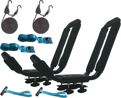 Kayak Roof Rack - Low Noise Elliptical Aluminum, Universal for Cars/SUVs. Holds Kayaks, Canoes, SUPs (100Lb Cap)