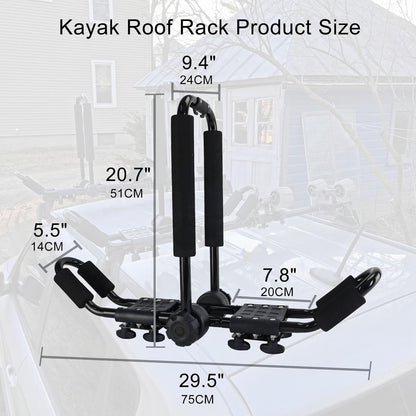 Folding Kayak roof Rack Adjustable for Kayak/Canoe/SUP,J-Bar Rack on Roof Mounting On SUV, Car and Truck Crossbars