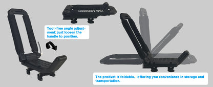 Folding Kayak Roof Rack - Low Profile When Folded, Universal Car SUV Truck Carrier, Elliptical Aluminum Alloy, Tool-Free Locking Hinge for Kayak, Canoe, SUP (Holds 100 lbs)