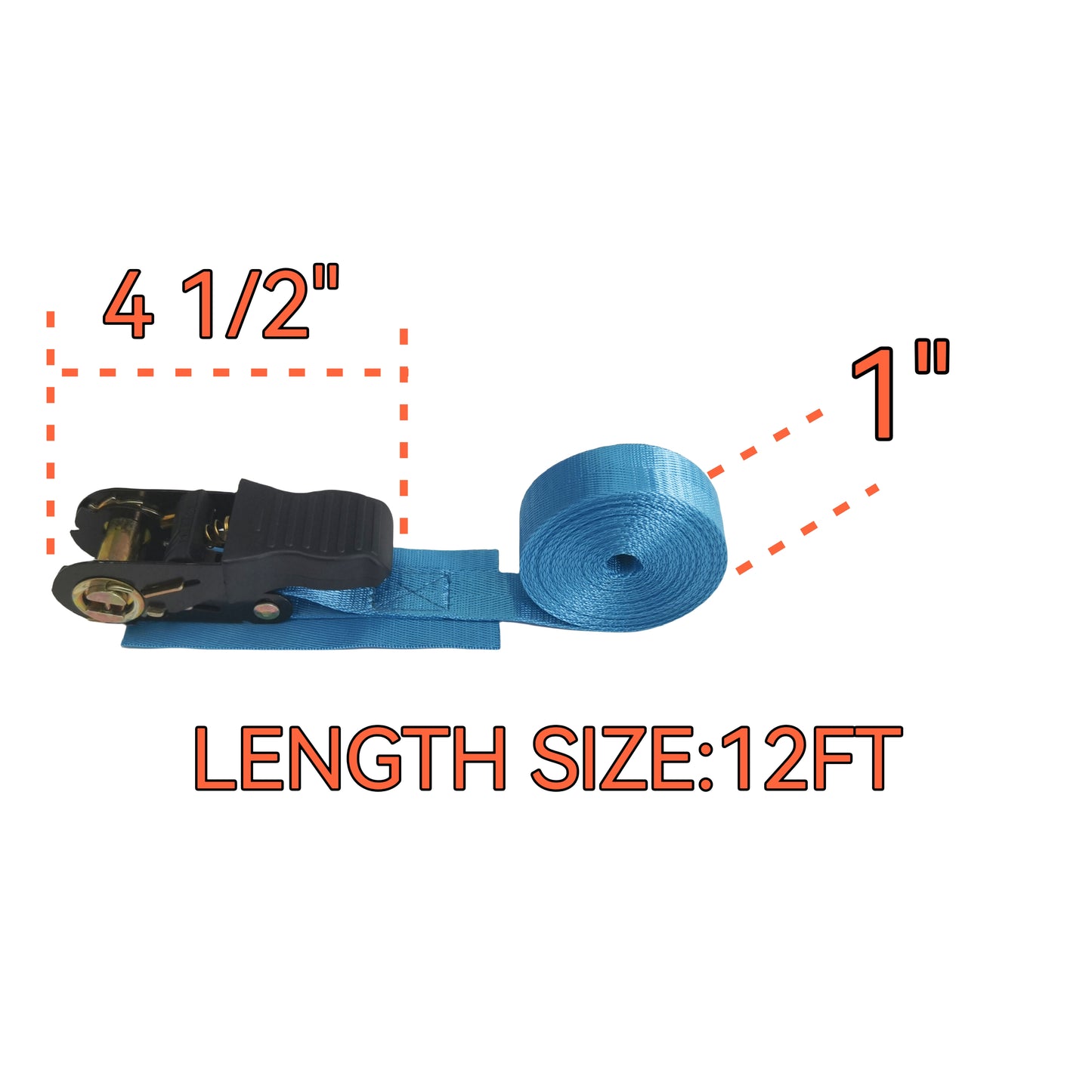 Canoe Ratchet Tie Strap -4 PK -12 FT -1000 LB Breaking Strength - Used for Moving Canoes, skis, Canoes, and paddleboards